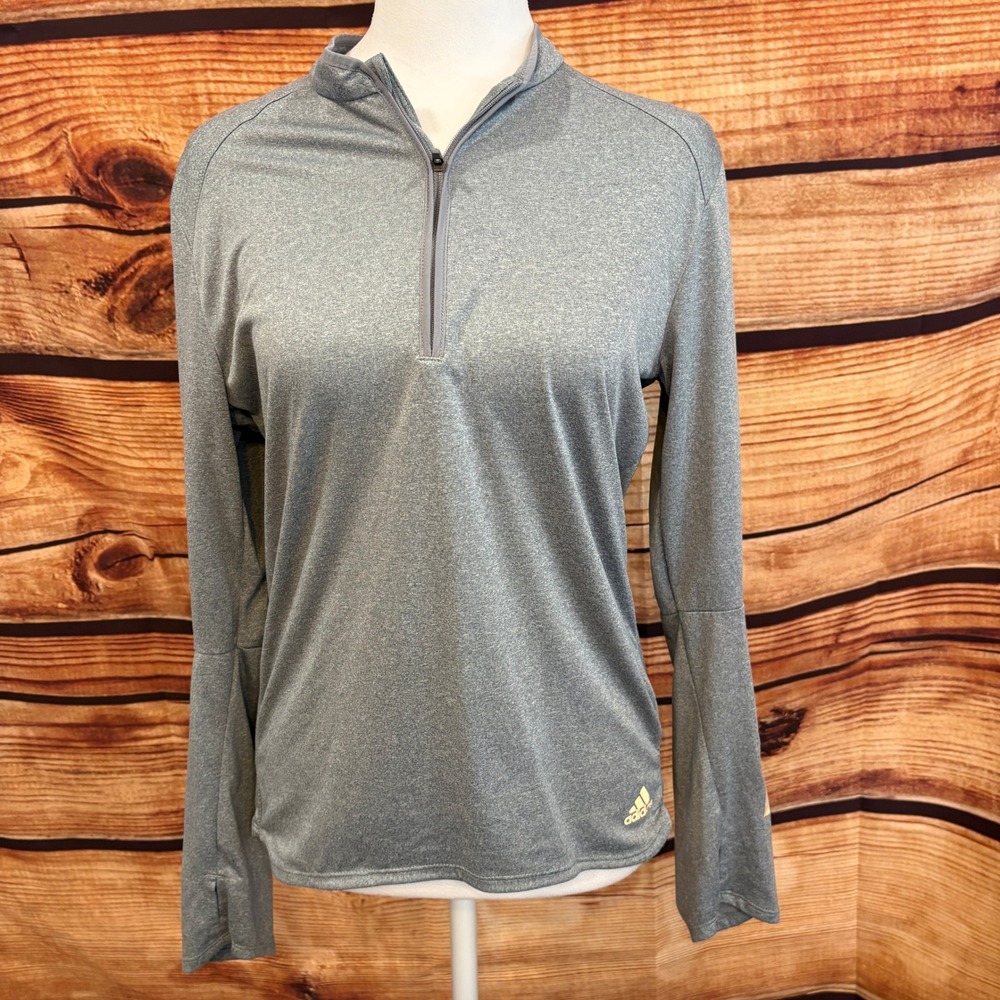 Adidas climalite Womens Gray Lightweight Reflective 1/4 Zip Pullover Size M
